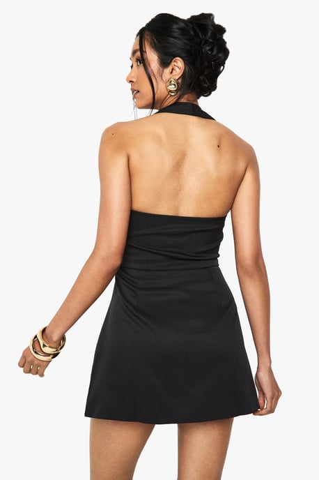 Halterneck Tailored Micro Mini Dress - Image 2