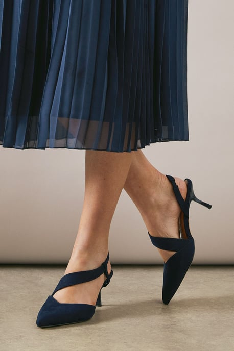 Wide Fit Evelyn Asymmetric Slingback Kitten Heel Court Shoes - Image 2