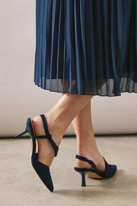 Wide Fit Evelyn Asymmetric Slingback Kitten Heel Court Shoes - Image 3
