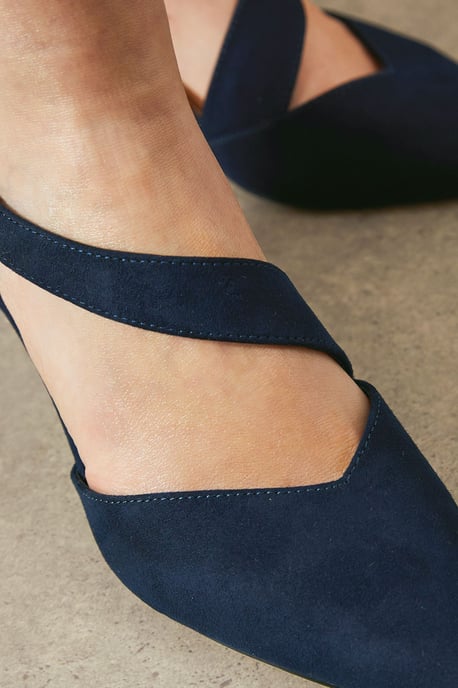 Wide Fit Evelyn Asymmetric Slingback Kitten Heel Court Shoes - Image 4
