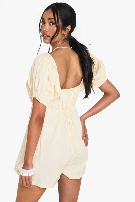 Cotton Poplin Puff Sleeve Playsuit - Image 4