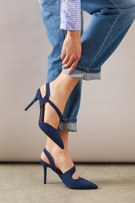 Wide Fit Everly Asymmetric Pointed Stiletto High Heel Court Shoes - Image 1