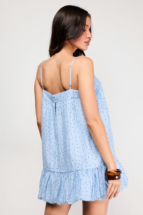 Spot Organza Strappy Bubble Hem Mini Dress - Image 3