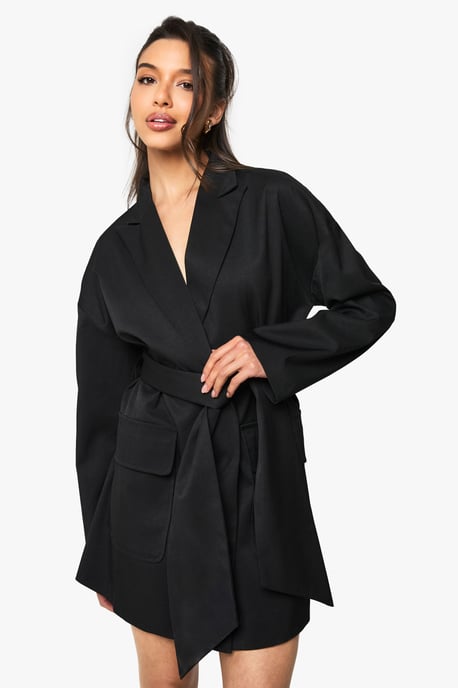 Tailored Oversized Wrap Blazer Dress - Image 1