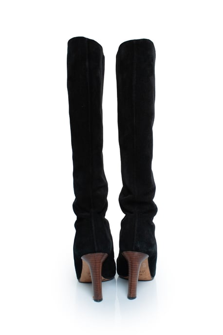 Black suede knee boots with GG logo - Image 3