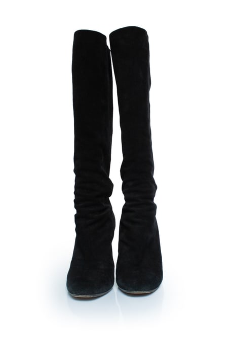 Black suede knee boots with GG logo - Image 5