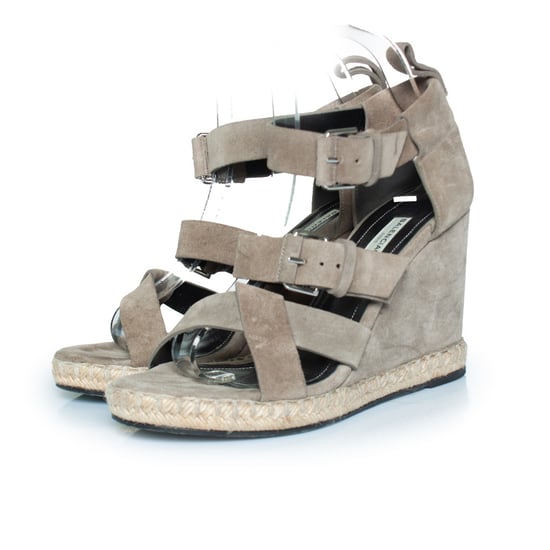 Grå mocka sandal med kil - Image 1