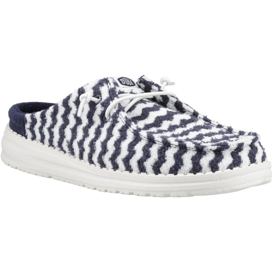 HEYDUDE Wendy Slip Terry Stripe Polyester Dames Navy Blazer/Egret Mules - Image 1