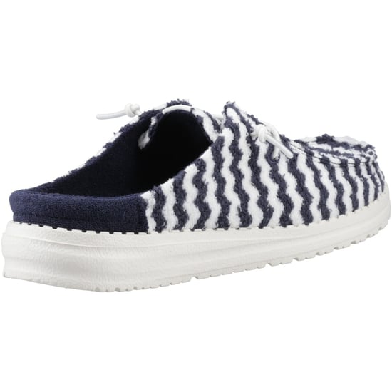 HEYDUDE Wendy Slip Terry Stripe Polyester Dames Navy Blazer/Egret Mules - Image 2