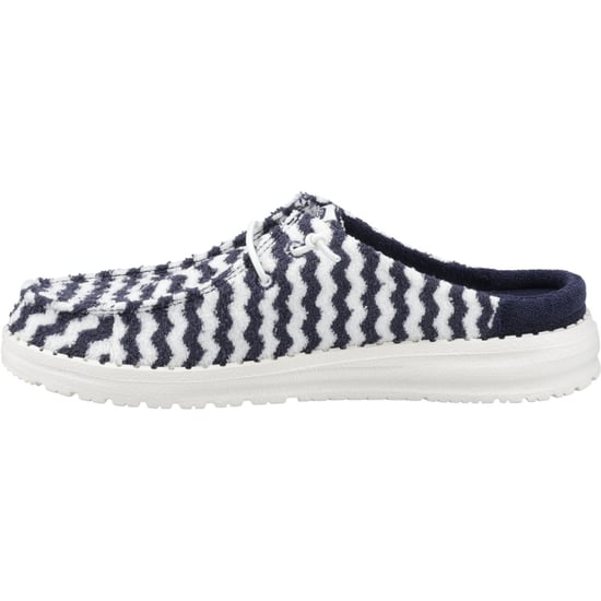 HEYDUDE Wendy Slip Terry Stripe Polyester Dames Navy Blazer/Egret Mules - Image 4