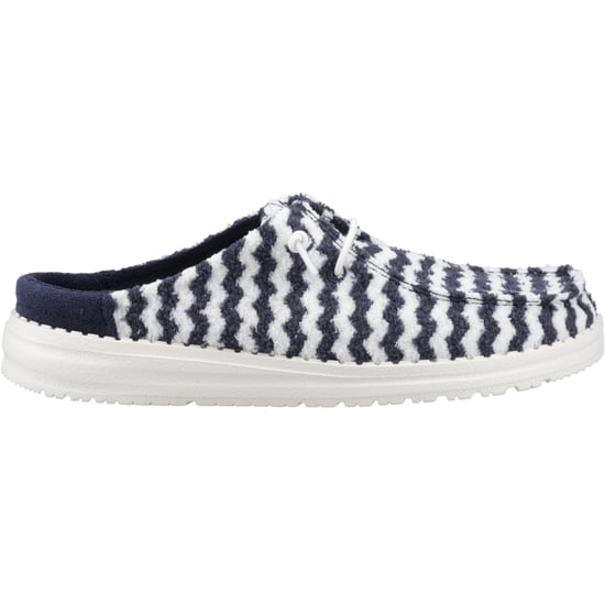 HEYDUDE Wendy Slip Terry Stripe Polyester Dames Navy Blazer/Egret Mules - Image 5