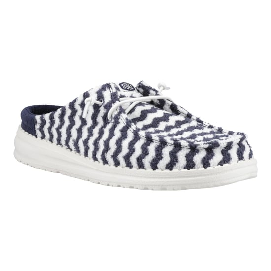 HEYDUDE Wendy Slip Terry Stripe Polyester Dames Navy Blazer/Egret Mules - Image 6