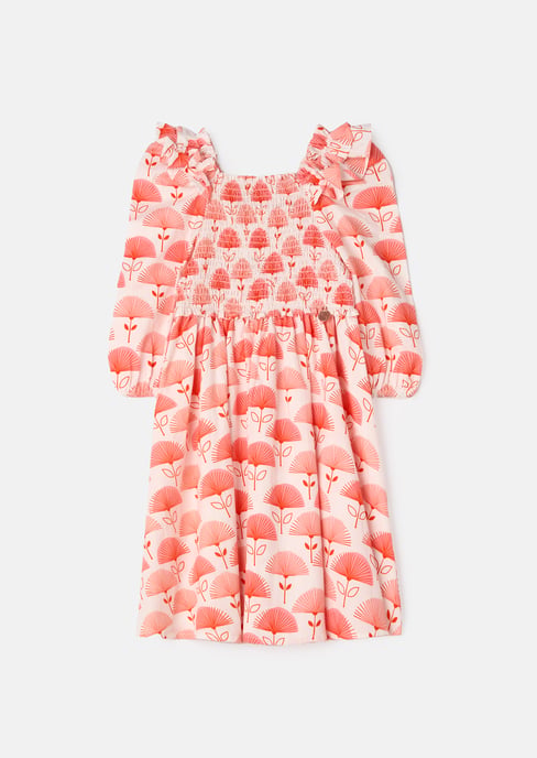 Lola Pink Ruffle Shoulder Print Dress - Image 1