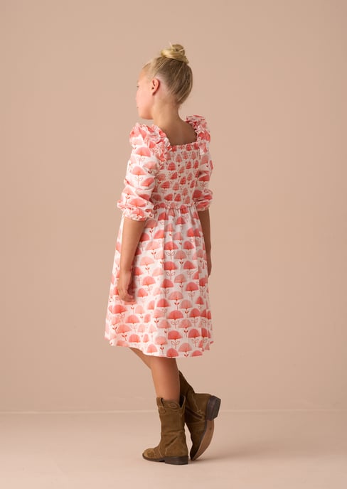 Lola Pink Ruffle Shoulder Print Dress - Image 3