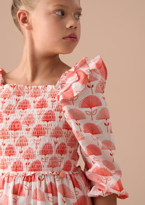Lola Pink Ruffle Shoulder Print Dress - Image 4