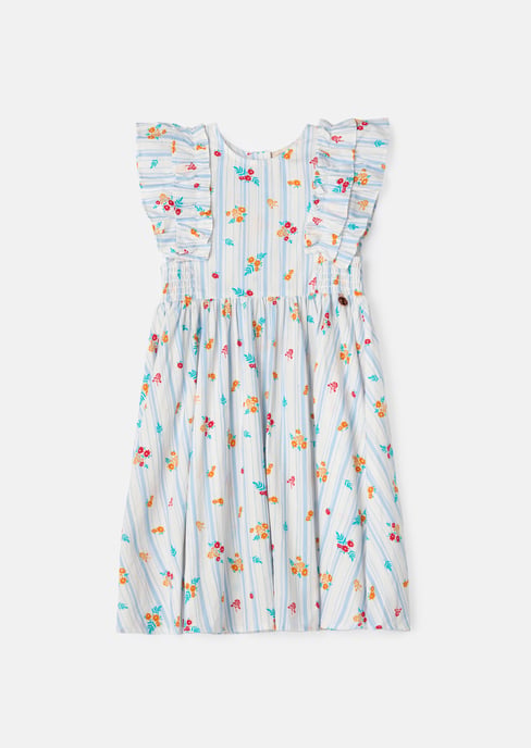 Francesca Blue Shirred Panel Dress - Image 1