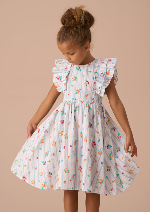 Francesca Blue Shirred Panel Dress - Image 2