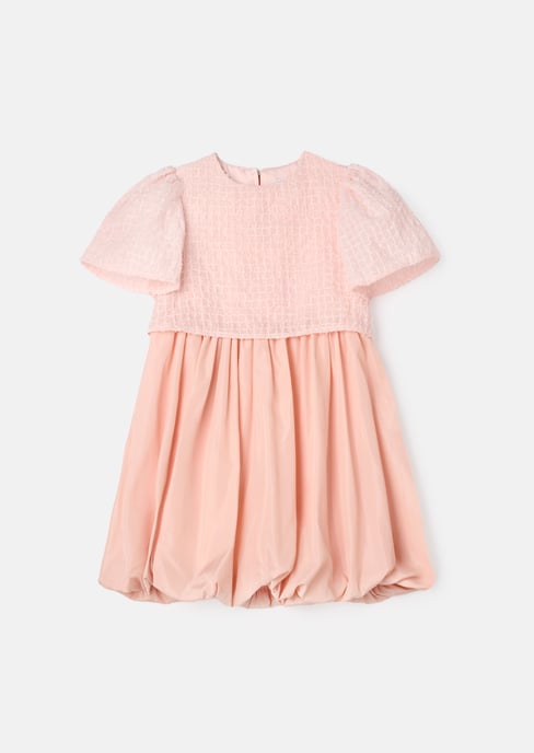 Ottilie Pink Puff Ball Angel Sleeve Dress - Image 1