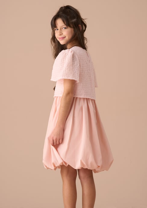 Ottilie Pink Puff Ball Angel Sleeve Dress - Image 3