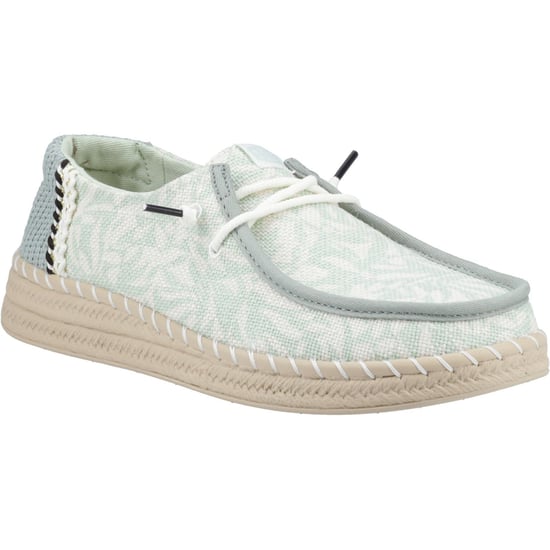 HEYDUDE Wendy Espadrille Retro Palm Katoenmix Dames Celadon Groen/Wit Espadrilles - Image 1