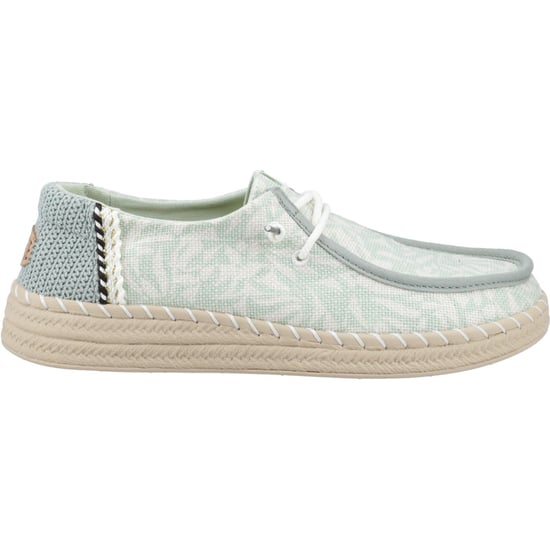 HEYDUDE Wendy Espadrille Retro Palm Katoenmix Dames Celadon Groen/Wit Espadrilles - Image 5