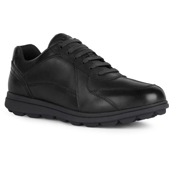 Geox U SPHERICA EC12 Leren Rundleer Heren Zwarte Sneakers - Image 1