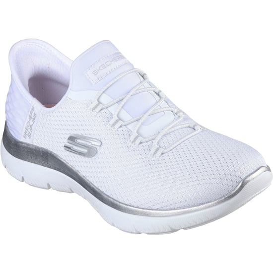 Skechers Summits Diamond Dream Textile Women's White/Silver Trainers - Image 1