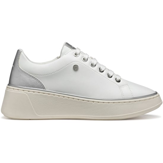 Geox D SUNNETTY Synthetisch Polyurethaan Dames Witte/Zilveren Sneakers - Image 5