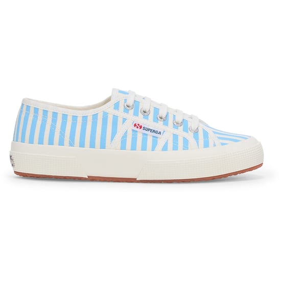 Superga 2750 Strepen Print Katoenen Dames Off White/Azure Sneakers - Image 5