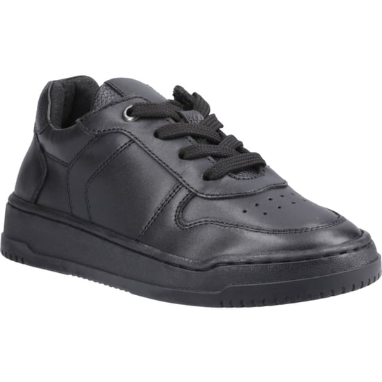 Hush Puppies Dougie Läder Killar Svarta Träningsskor - Image 1