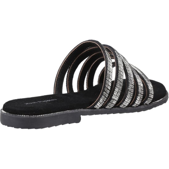 Hush Puppies Paris Slide Suède Dames Zwarte/Zilveren Sandalen - Image 2