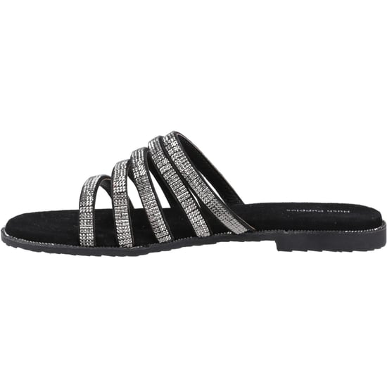 Hush Puppies Paris Slide Suède Dames Zwarte/Zilveren Sandalen - Image 4