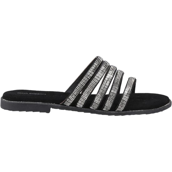 Hush Puppies Paris Slide Suède Dames Zwarte/Zilveren Sandalen - Image 5