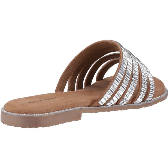 Hush Puppies Paris Slide Suède Dames Pantoffels Tan/Zilver - Image 2