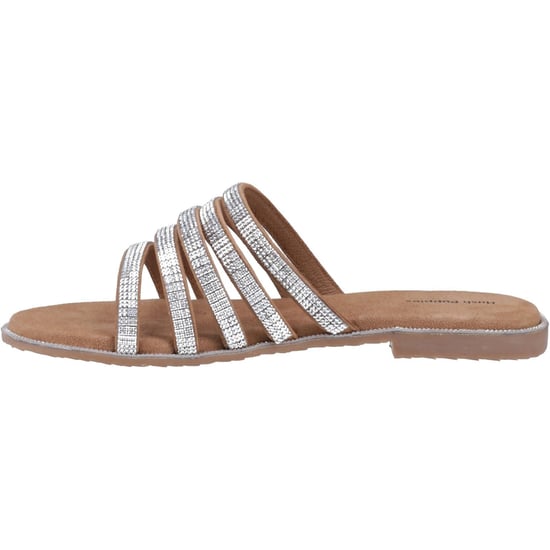 Hush Puppies Paris Slide Suède Dames Pantoffels Tan/Zilver - Image 4