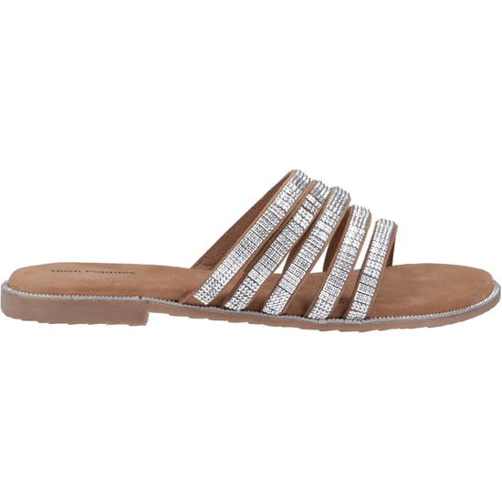 Hush Puppies Paris Slide Suède Dames Pantoffels Tan/Zilver - Image 5