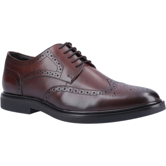 Hush Puppies Kingston Leather Men's Chocolate Brogues Shoes - Image 1