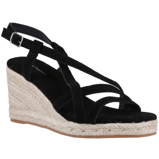 Hush Puppies Jenny Espadrille Wedge Suede Women's Black Wedges - Image 1