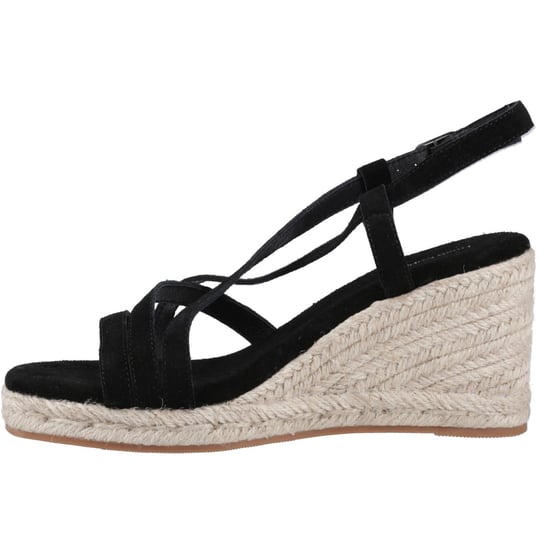 Hush Puppies Jenny Espadrille Wedge Suede Women's Black Wedges - Image 4
