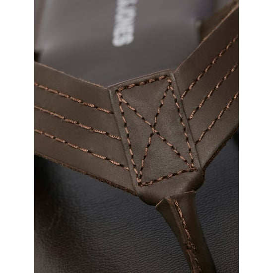 Jack & Jones Washton Läder Herrens Brun Sten Tofflor - Image 6