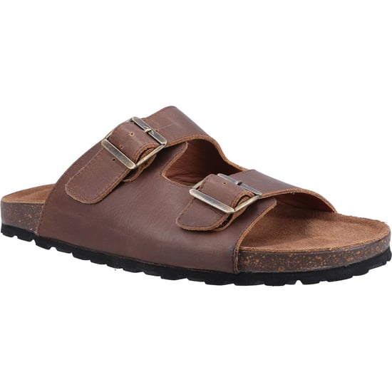 Hush Puppies Nash Slider Leather Men's Brown Sandals - Image 1