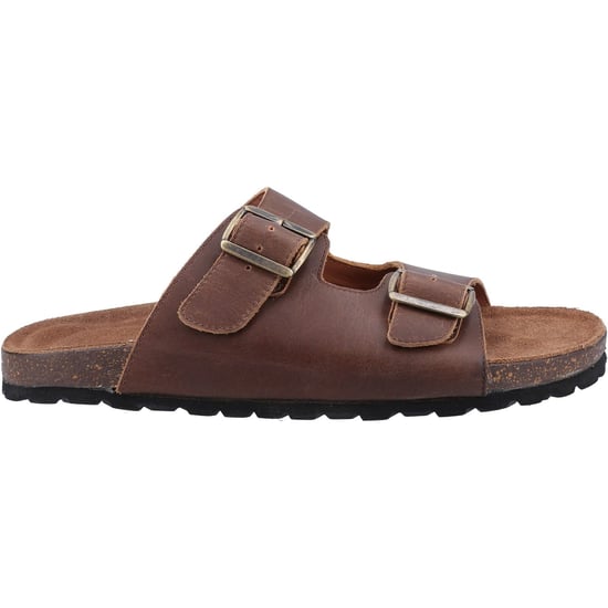 Hush Puppies Nash Slider Leather Men's Brown Sandals - Image 4
