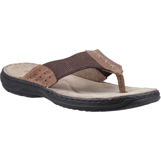 Hush Puppies Alan Toepost Leer Heren Tan Flip-Flops - Image 1