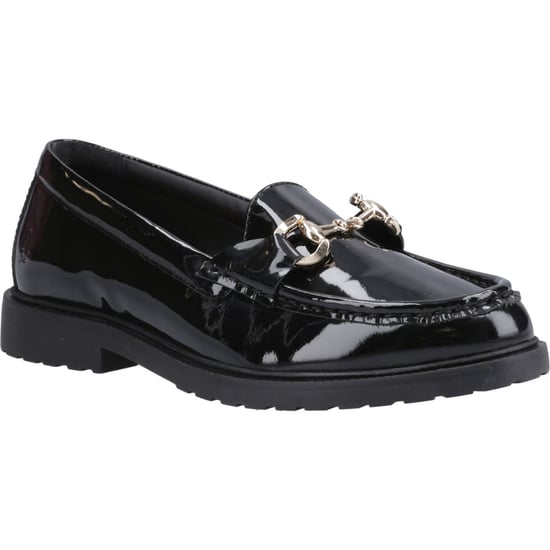 Hush Puppies Verity Lack Snaffle Läder Dams Svarta Loafers - Image 1