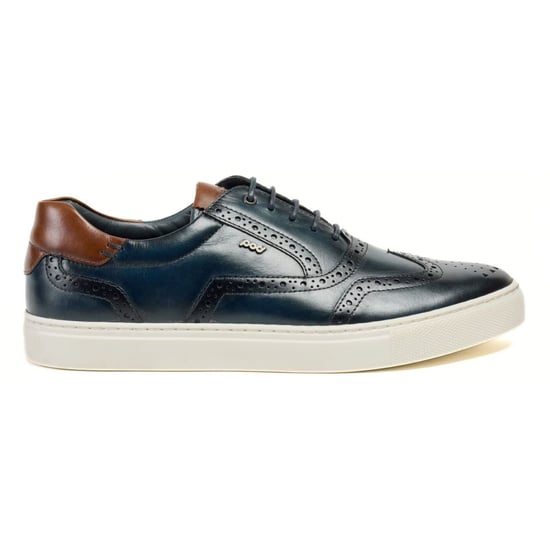 Pod Dobbs Leather Men's Navy Brogues Shoes - Image 4