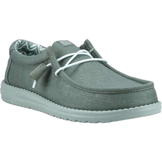 HEYDUDE Wally Canvas 100% Cotton Men's Duck Green/Iceberg Green Moccasins Shoes - Image 1