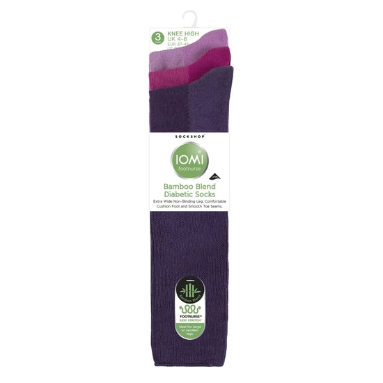 3 Pack Ladies Knee High Soft Bamboo Diabetic Socks - Image 2