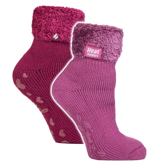 2 Pack Ladies Soft Lounge Socks with Grips - Image 1