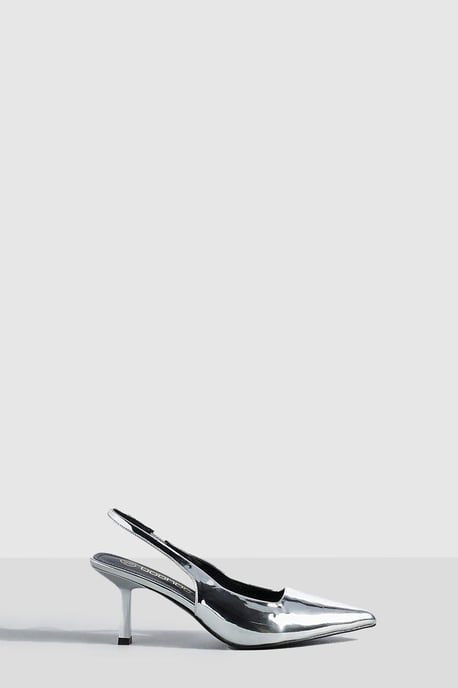Metallic Low Stiletto Slingback Court Shoe - Image 1