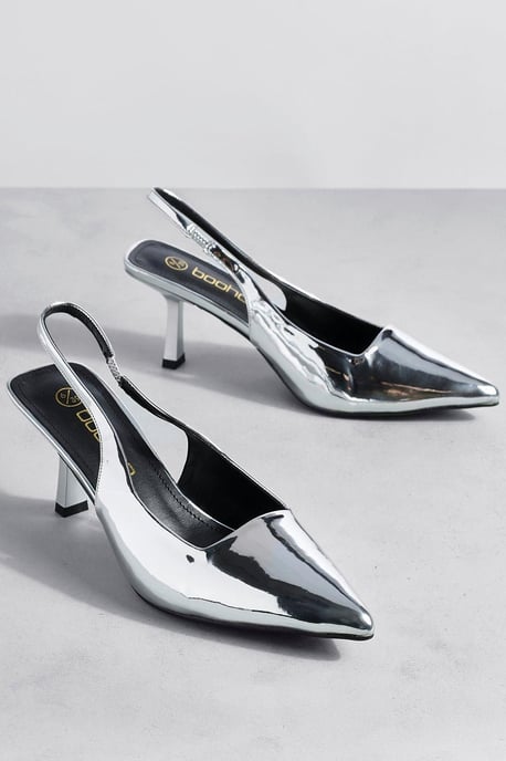 Metallic Low Stiletto Slingback Court Shoe - Image 2